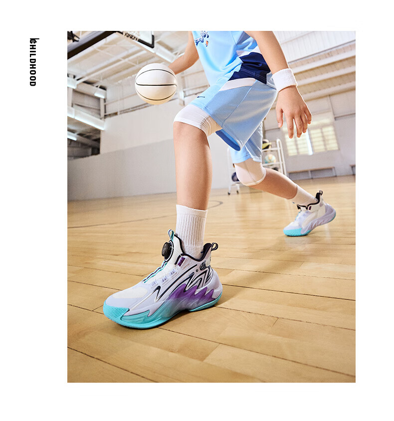 ERKE Kids Boys Basketball Shoes Children's Youth Cushioning Dial Buckle Sneakers Asphalt Blue/Original Force Blue Size 38 29