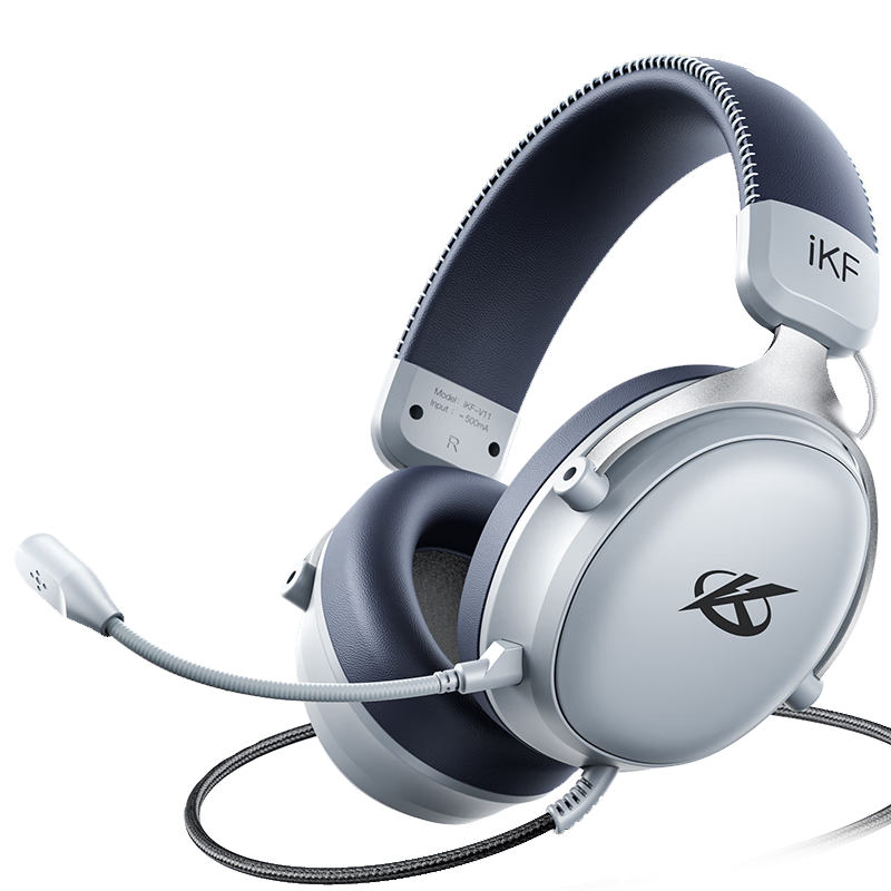 IKF V11 S USB Wired Gaming Headset Over-Ear Esports Headphones Wired Microphone 7.1 Surround Sound FPS Positional Audio Valorant Delta Smoke Gray