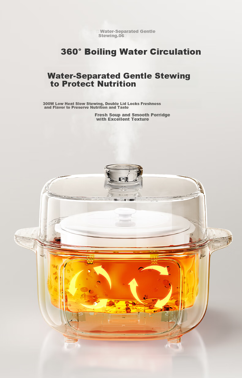 SUPOR Electric Stew Pot, Double Boiler Soup Pot, Bird's Nest Stew Pot, Baby Porridge Cooker, Electric Stew Pot 4.5L for Home Use, Steaming And Stewing, Micro-Pressure Electric Stew Pot DZ25YC891 6