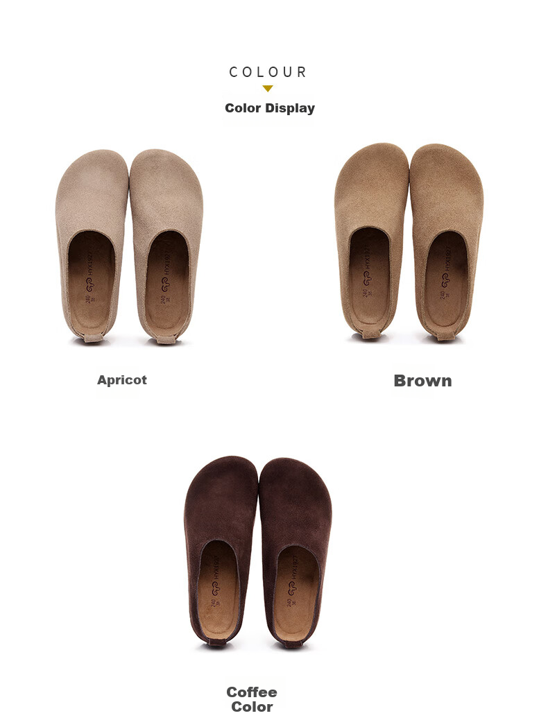 Hengyuanxiang Genuine Leather Birkenstock Sandals for Women, Outdoor Wear, Soft Wood Birkenstock, Retro Closed-Toe, Thick-Soled Height-Increasing Mules for Outdoor Wear, Coffee Color, Size 37 4