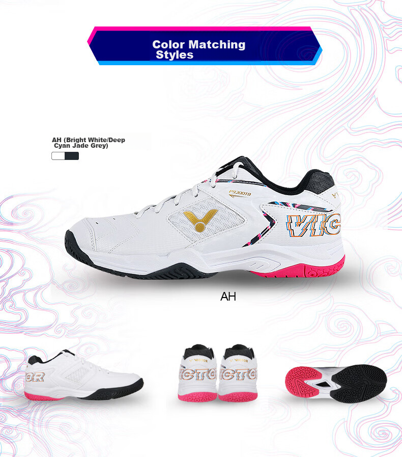VICTOR Badminton Shoes P9200TD for Men And Women, Non-Slip Wear-Resistant Sports Shoes, Bright White/deep Cyan-Gray, Size 36 5