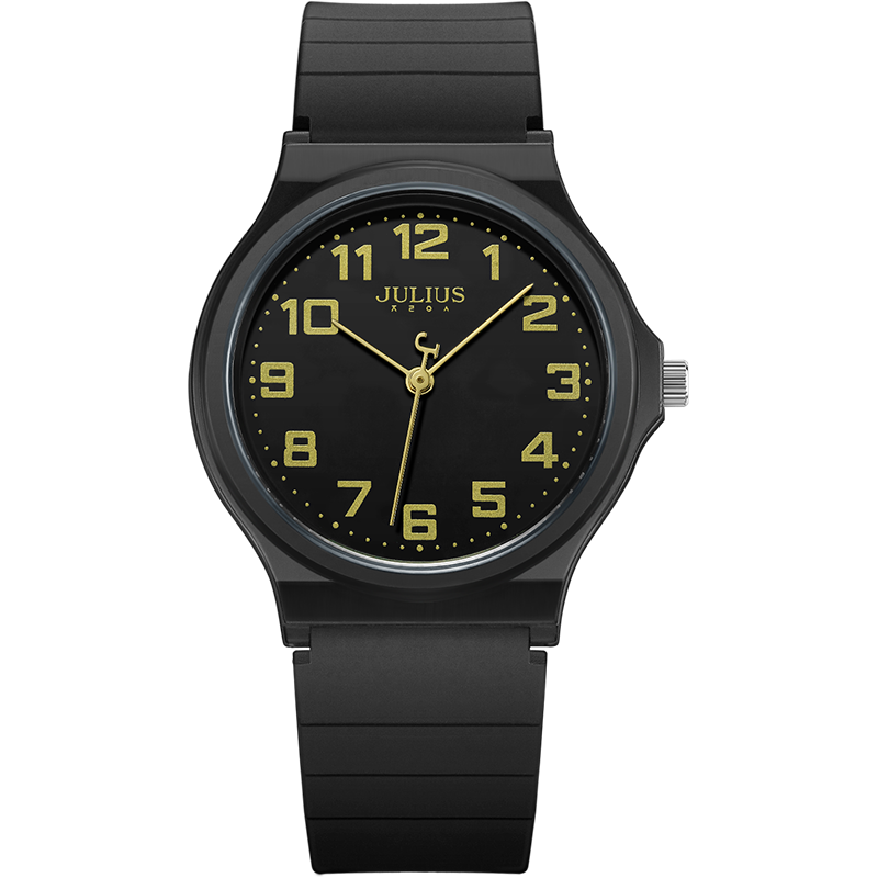 Julius Watch, Korean Version, Youthful And Simple Design, Suitable for Students, Quartz Movement, Waterproof, Unisex Watch for Men And Women, Black, JA-1055E