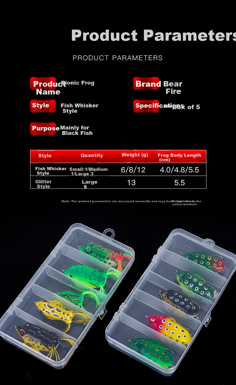 Xionghuo Leiwala Lure Set, Long-Casting Toad Fishing Bait, Competitive Frog Fishing Bait, Bionic Snakehead Fishing Special, Artificial Bait Set 3