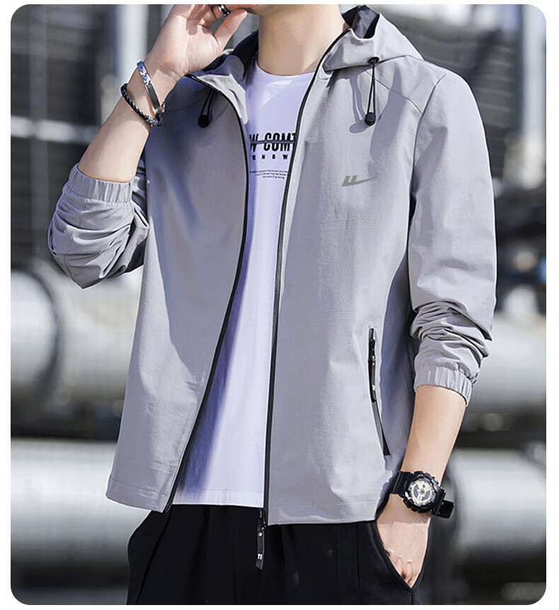 Warrior Men's Hooded Windproof Jacket Autumn Fashion Casual Men's Outerwear Versatile Fall Coat 7
