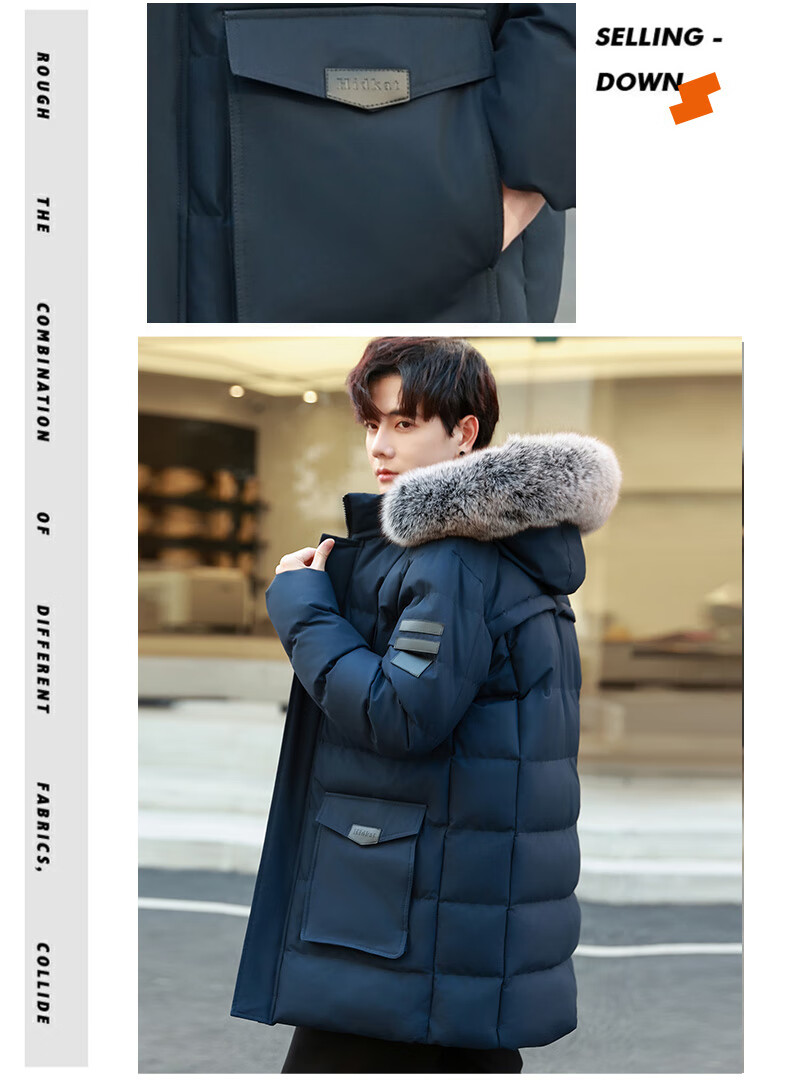 PLAYBOY Cotton Coat, Winter Mid-Length Style, Thickened Warm Padded Jacket, Plus Size Outerwear, Black, 5XL 16