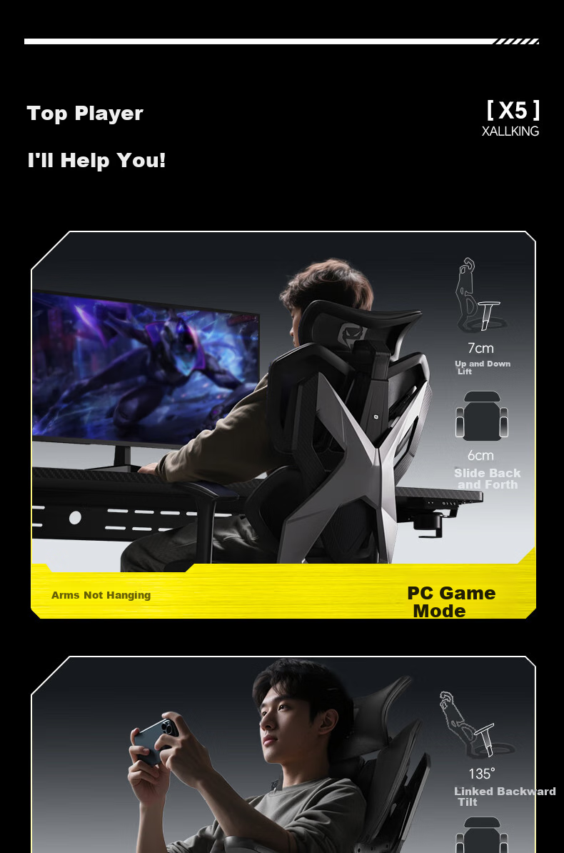 Xiaoqi X5 Gaming Chair, Ergonomic Chair, Gaming Computer Chair, Office Student Home Use, Dual C Lumbar Pillow, Reclining, Long Sitting without Fatigue 14