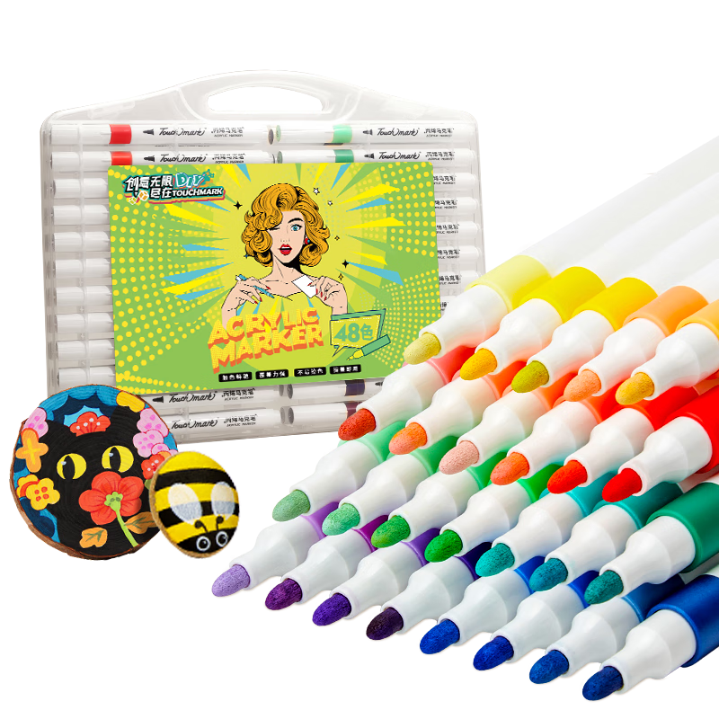 Touch Mark Tai Chi Acrylic Markers, 48 Colors, Watercolor Pens, Waterproof Quick-Drying Fluorescent Markers, Drawing And Doodling Pens, Children's Birthday Gift, Painting Supplies for Boys And Girls
