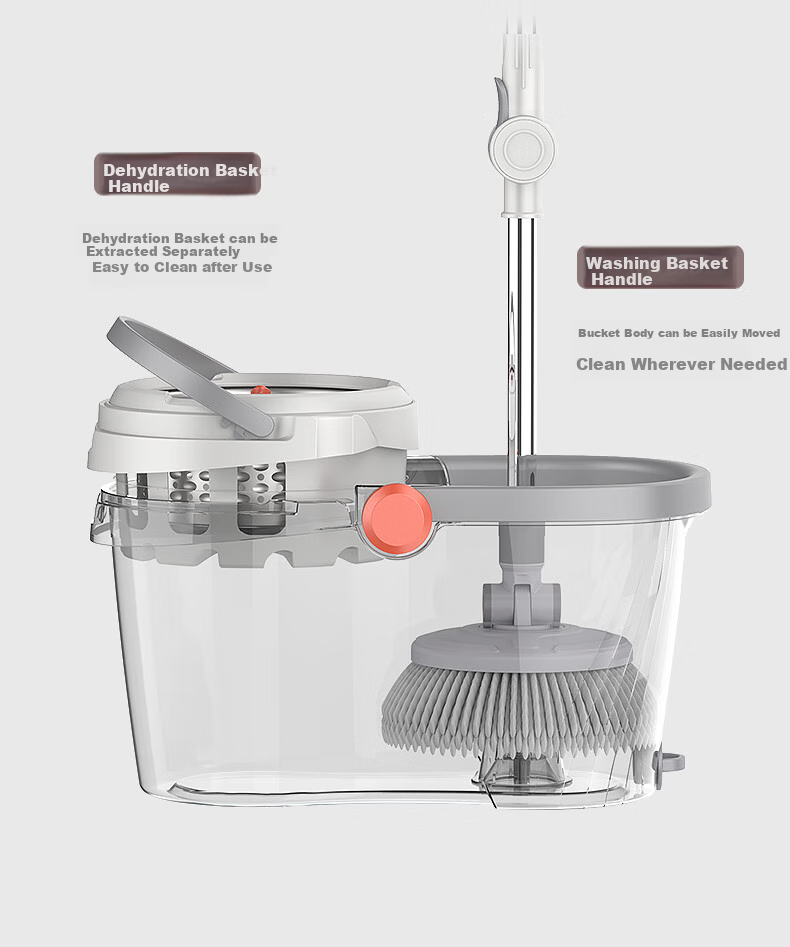Grace Rotating Mop with 2 Mop Heads and Bucket, Household Hands-Free Double-Drive Water-Absorbing Mop 9