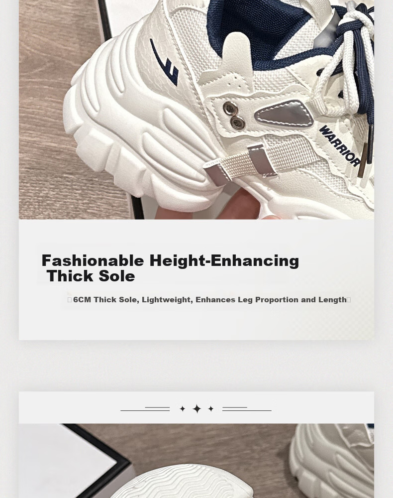 Huili Official Women's Shoes, 2026 Summer New Sports Shoes for Women, Height-Increasing Dad Shoes, Casual Women's Shoes, Beige Deep Blue, Size 39 7