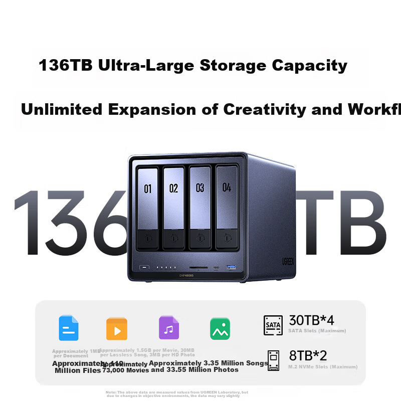UGREEN Private Cloud DXP4800S 8GB Version Four-Bay NAS Network Storage Personal Cloud Hard Drive AI Home Server, Compatible with Mobile Phones And Tablets, Suitable for IPhone 17