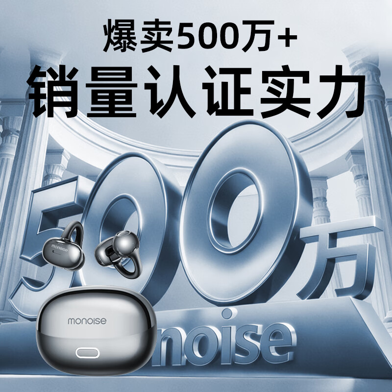 MONOISE 500W Hot Sale | Ultimate Acoustics Bluetooth Clip-On AI Wireless Ear-Hanging Earphones 2026 Sports Running Music Non-In-Ear Real-Time Translation Noise Cancelling