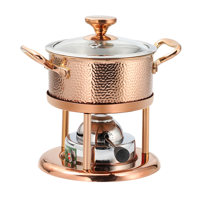 MAXCOOK 304 Stainless Steel Hot Pot Three-Layer Steel Alcohol Small Hot Pot Dry Pot 16cm Outdoor Home Cookware MCT3637