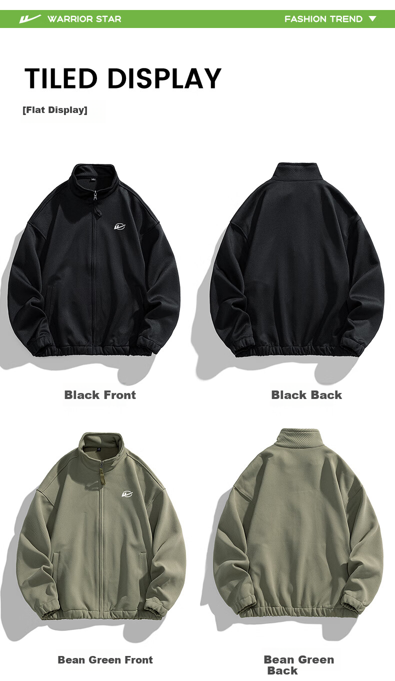 Huili Men's Jacket, Autumn Casual Simple Coat, Twill Stand Collar, Windproof Loose Versatile Outerwear for Men, Black, 3XL 25