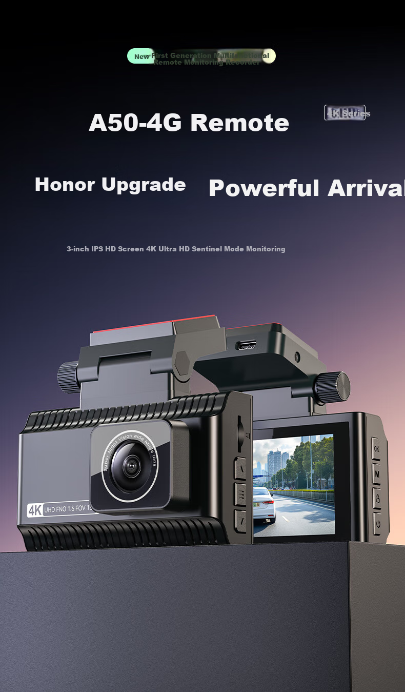 Weilute 4G Dash Cam, 4K High Definition, 24-Hour Parking Monitoring, Remote Control Via Beidou Positioning, GPS, Mobile Phone APP Connectivity 5