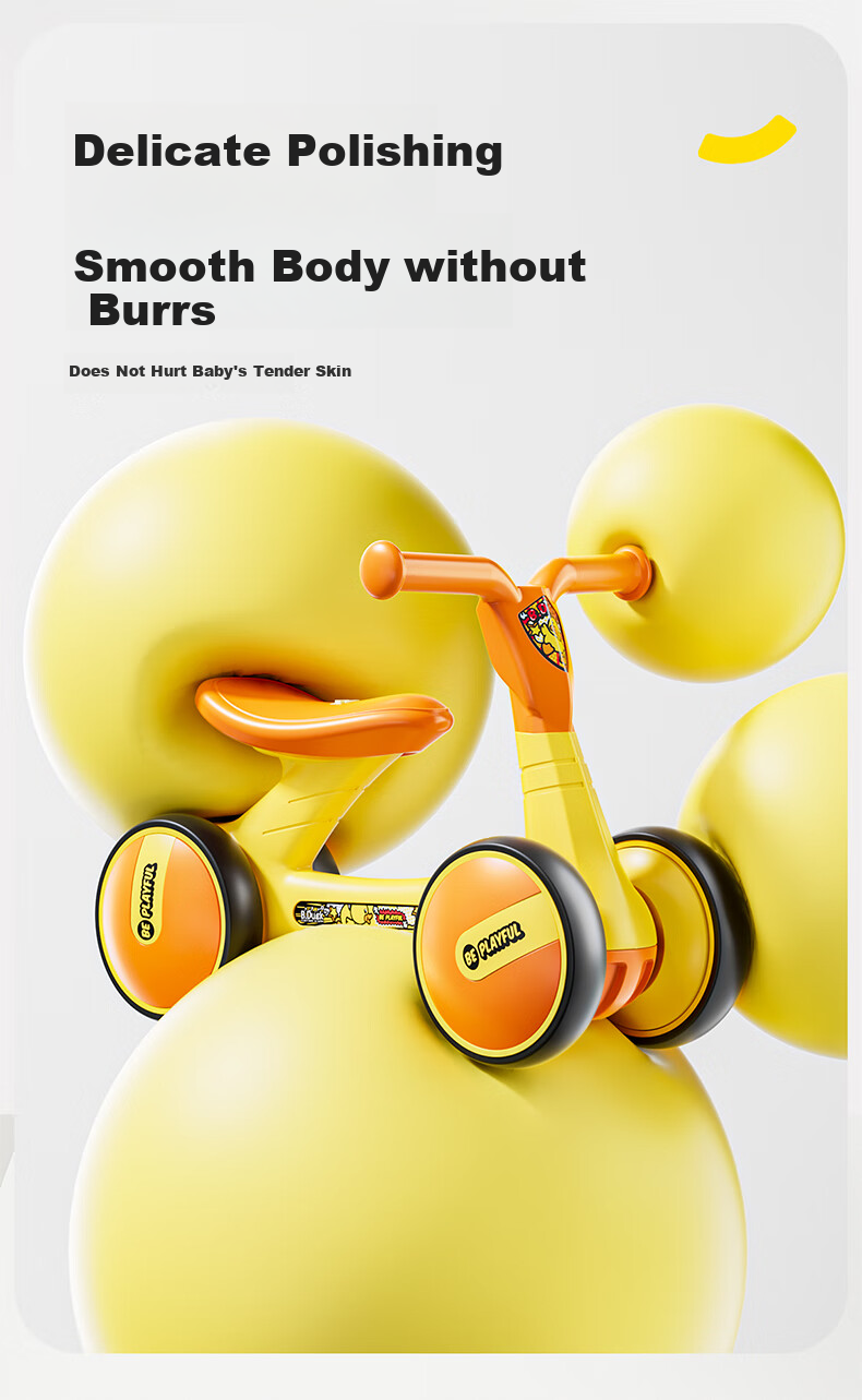 Lede Little Yellow Duck Children's Balance Bike, Four Wheels, for Ages 1-3, Gliding And Stepping Bike, for Boys And Girls, Baby's First Birthday Gift, 1006 7