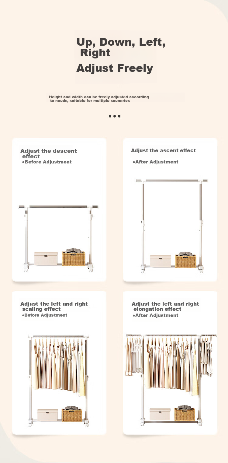 Yicainianhua Clothes Drying Rack, Floor-Standing Single Pole, Simple Dormitory Hanger, Indoor Clothes Rack, Balcony Bedroom Movable Drying Rack, 2518 5