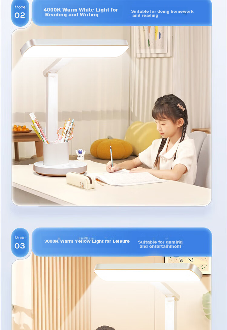 Jingqian Eye Protection Desk Lamp Student Study Lamp Children's Reading Desk Lamp Office Rechargeable Desk Lamp 12