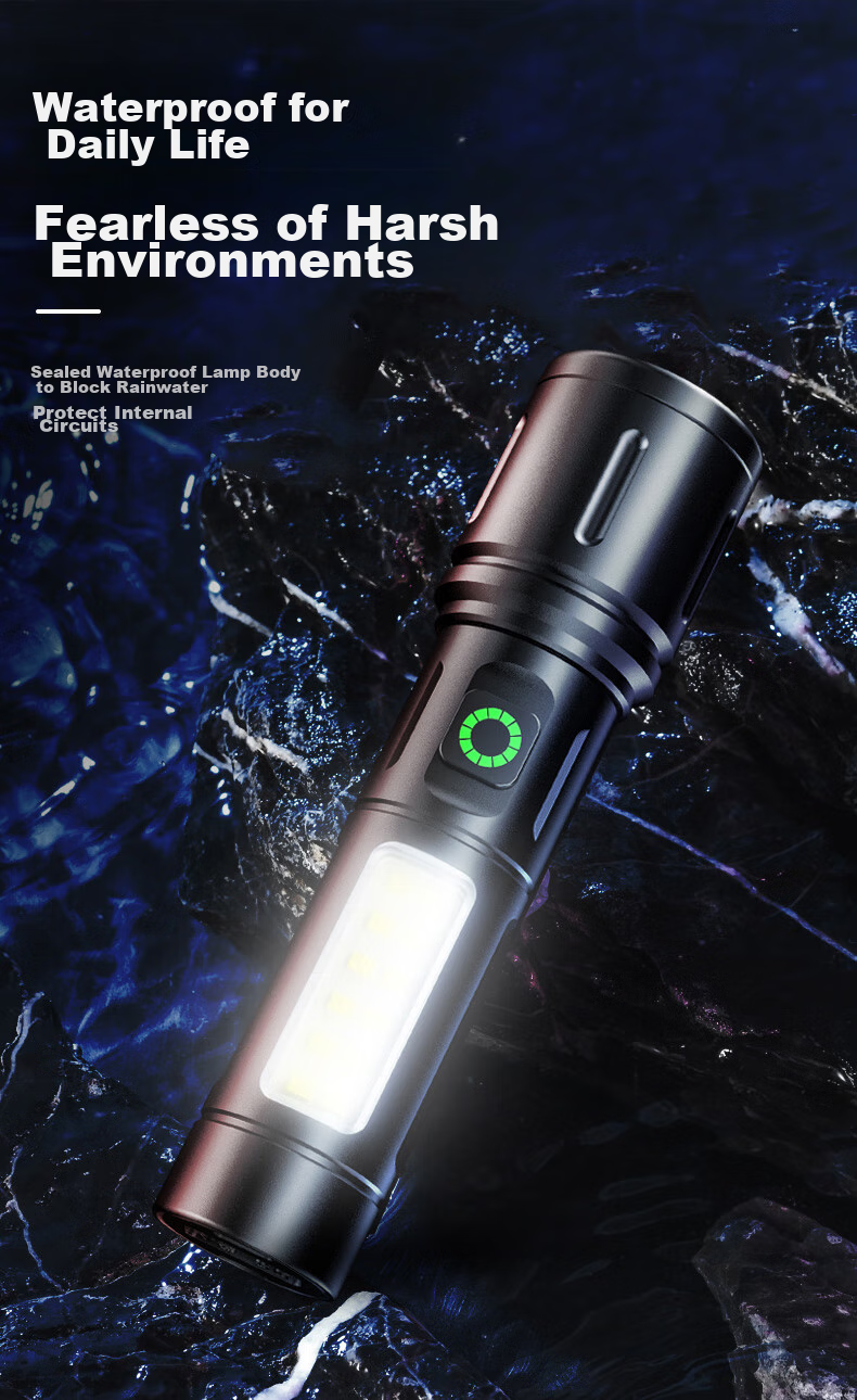 SHENYU Flashlight with High Brightness, Zoomable Lens, Long-Range Beam, Long Battery Life, Outdoor Survival Lighting, Emergency Power Outage Light, Sky-Piercing Beam, 100000 Lumens 13