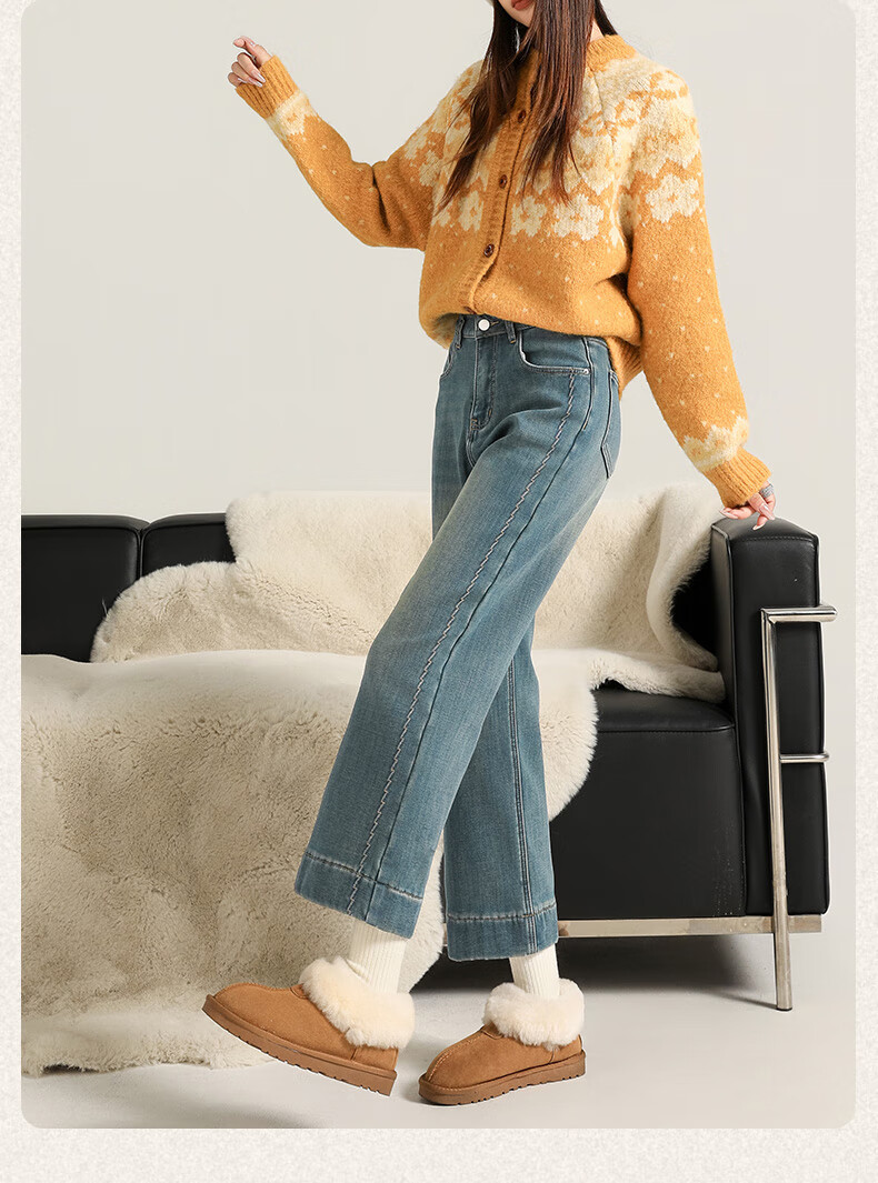 Langsha Women's 9/10 Length High-Waist Stretch Straight-Leg Loose Fit Wide-Leg Jeans Spring Summer New Style 16