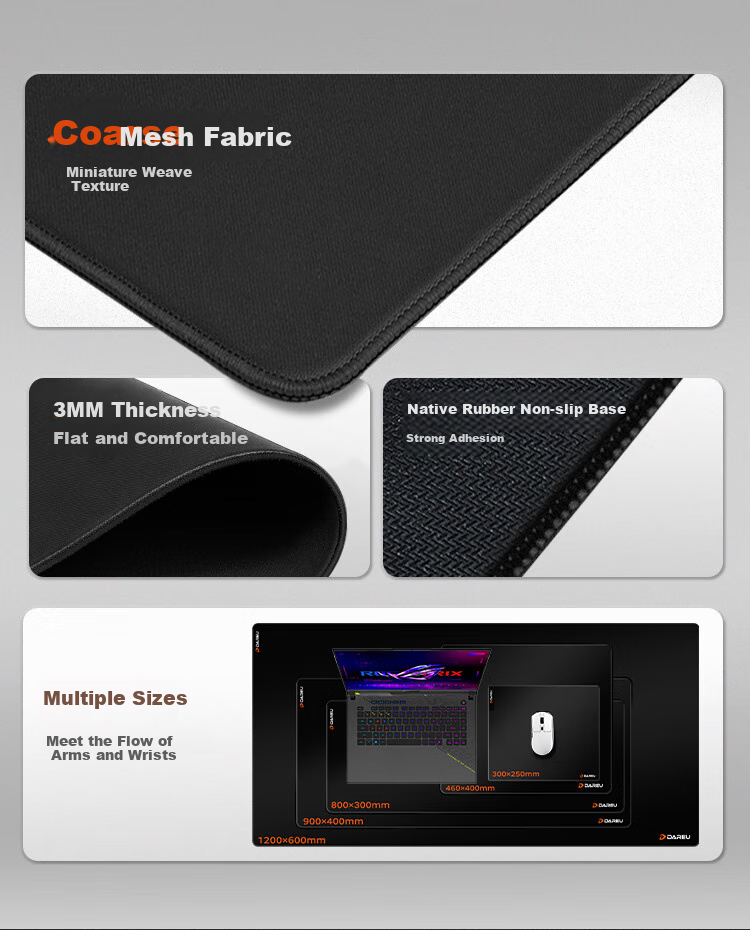 DAREU Gaming Mouse Pad, FPS Smooth Thickened Mouse Pad, Sweat-Resistant Wear-Resistant Large CSGO/War Table Mat, Grid Coarse Surface 460*400*3mm Pink 1