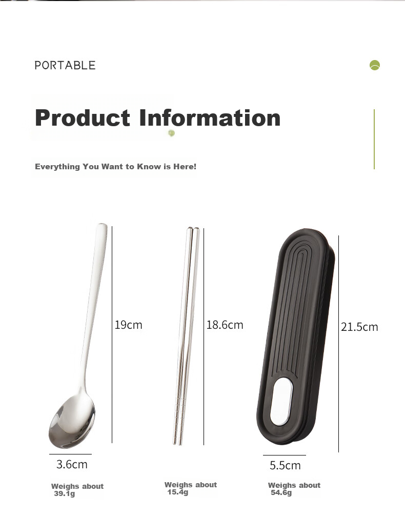 Guangyi Food-Grade 304 Stainless Steel Portable Cutlery Set with Chopsticks, Personal Use for Students And Adults, Including Chopsticks, Spoon, Fork, And Box GY7358 16