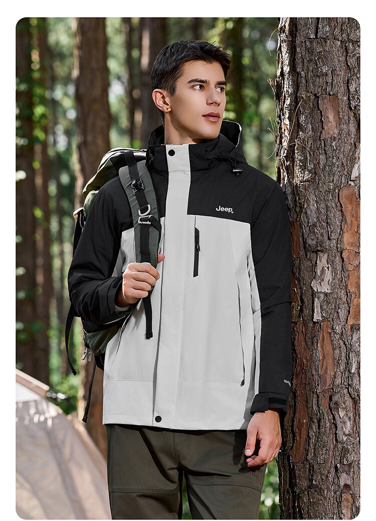 JEEP Men's 3-in-1 Fleece Two-Piece Warm Waterproof Jacket Advanced Black (Fleece) 3XL 17