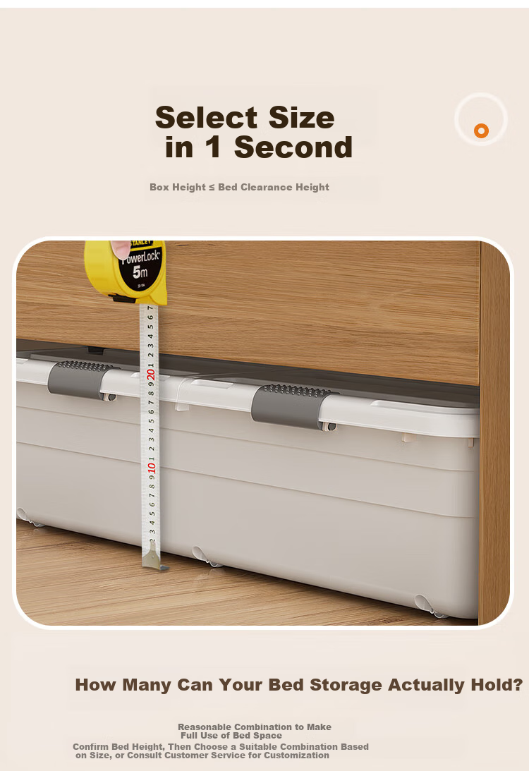 Jiabangshou Under-Bed Storage Box, Flat Organizer for Clothes And Quilts, with Wheels, 30L Capacity, 1 Piece 12