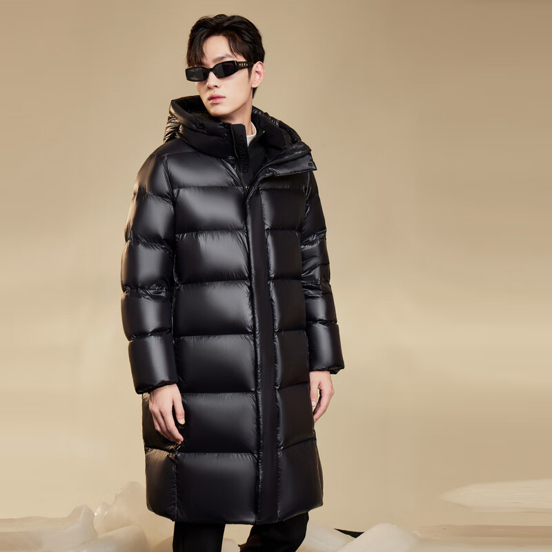 SNOWFLYING [Obsidian] [Goose Down], New H-Style Thickened Hooded Goose down Jacket, down Coat