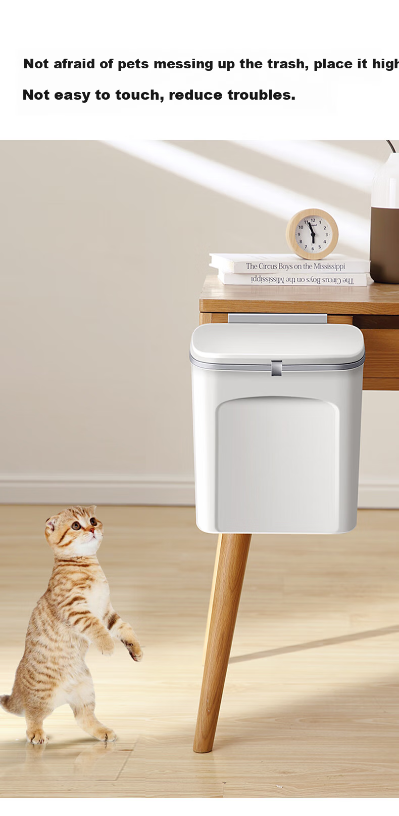 Wuyuehua Kitchen Trash Can, Wall-Mounted, 9L Capacity with Lid, No Bending Required, Suspended Wall-Hanging Garbage Bin for Kitchen, Bathroom And Living Room 11