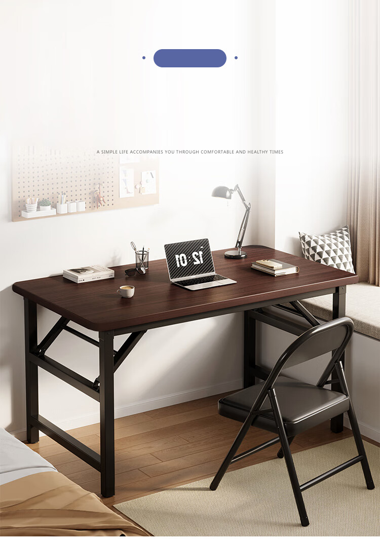 Annafu Folding Table Computer Desk Study Desk Writing Desk Office Desk Dining Table Long Table BGZ718 Double Layer 100*50 1