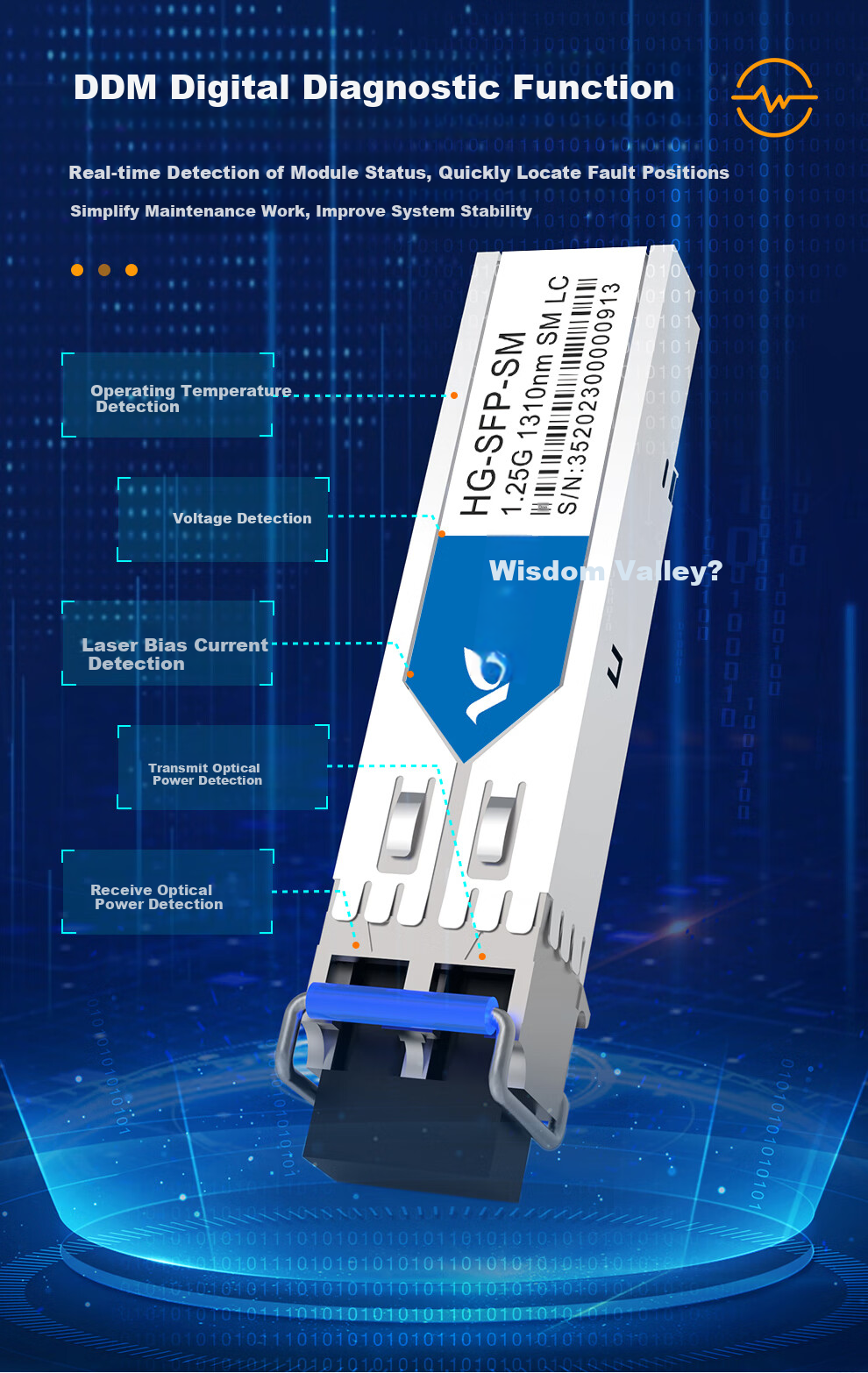 Huigu Gigabit Optical Module, Single-Mode Dual-Fiber 1.25G SFP Fiber Optic Module, LC Interface, Transmission up to 20km, HG-SFP 7