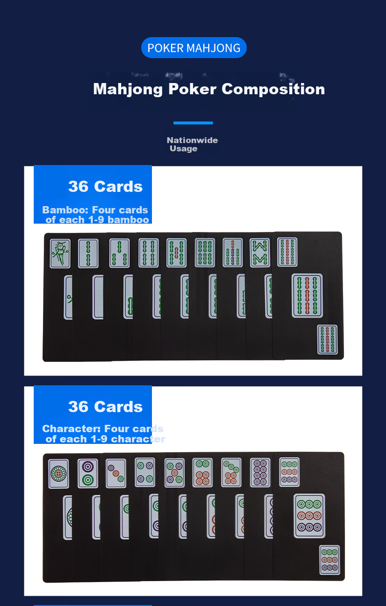 Huasheng PVC Waterproof Playing Cards, Portable Silent Mahjong Poker Set, 144 Cards for Outdoor Camping And Travel 5