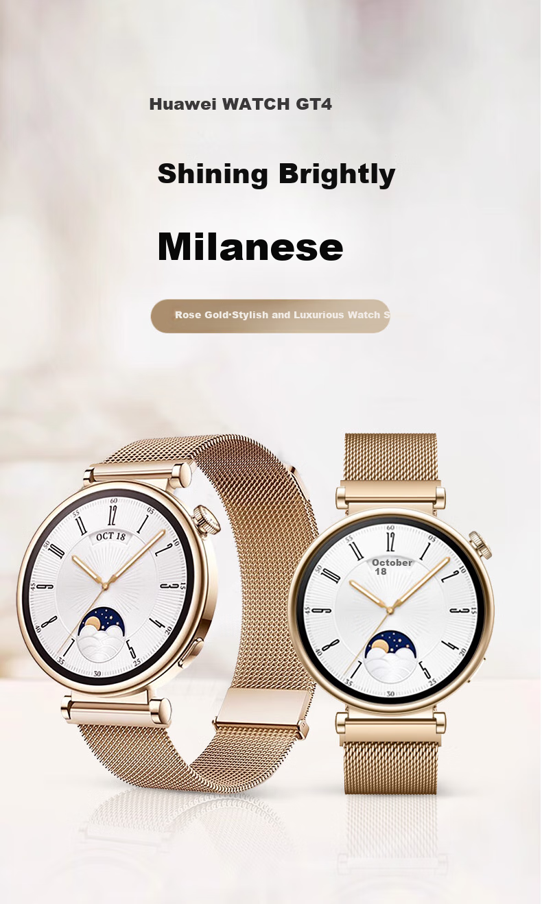 Mashi Compatible with Huawei Watch Bands for Watch5/4/3/GT7/GT6/5/gt4/Pro/Honor Magic2/OPPO X Milanese Magnetic Waterproof Sports Wristband 1