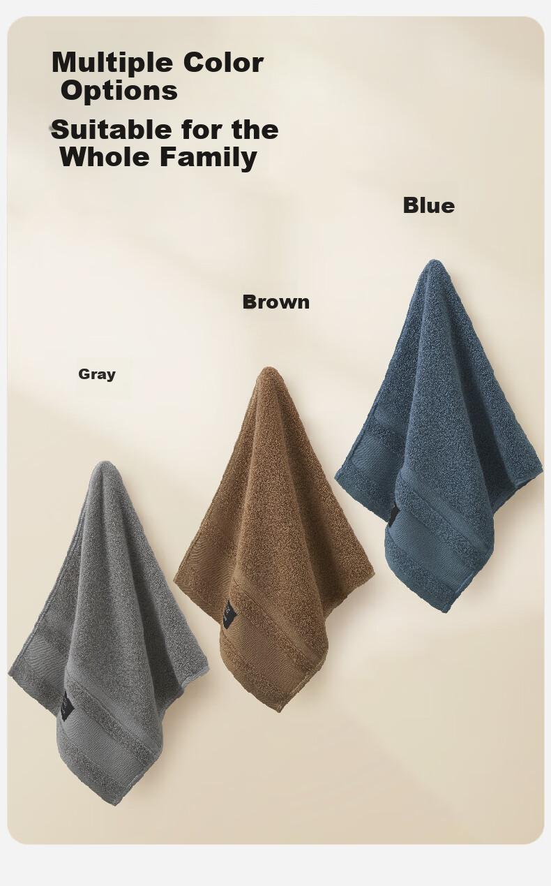 Hengyuanxiang 5A Grade Antibacterial Pure Cotton Towel, Soft And Comfortable, Bohan Color Woven Face Towel, 2 Pieces, Blue-Gray Sports 2