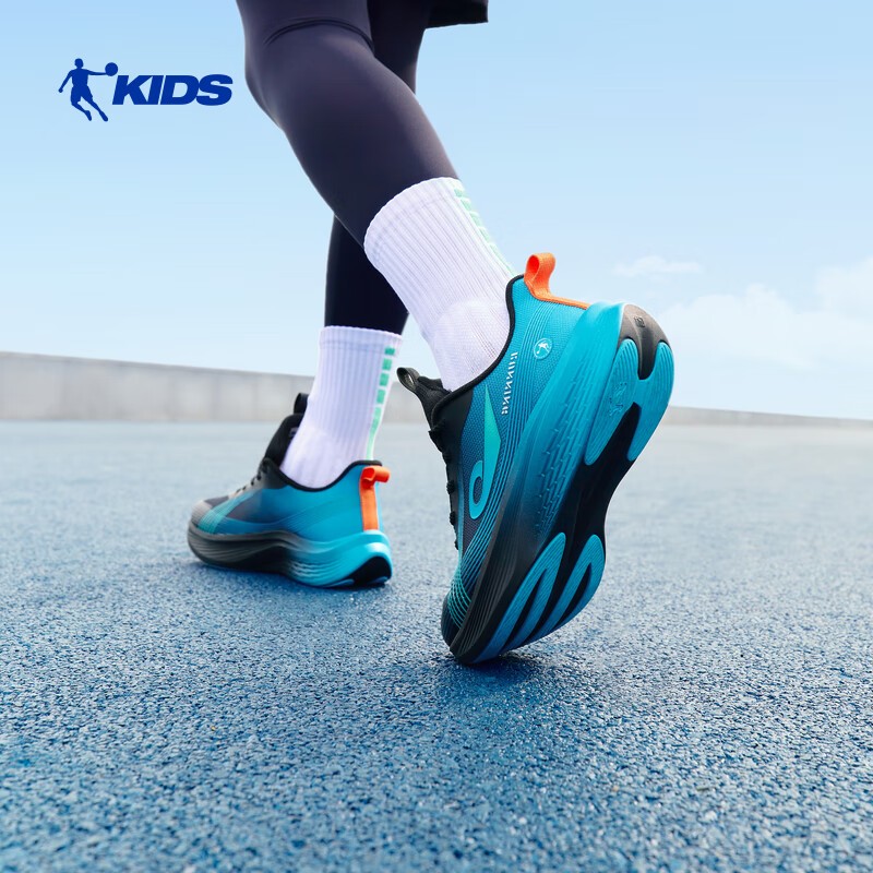 QIAODAN Boys' Running Shoes Kids Spring Autumn Lightweight 3.0 Cushioning Sports Shoes Black/Blue Size 34