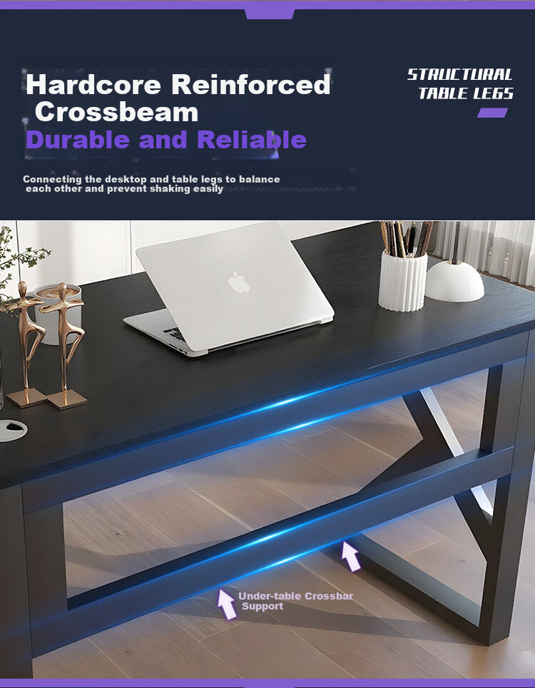 Yameile Computer Desk, Thickened And Reinforced Desktop, Study Table, Office Home Simple Gaming Desk, Black, 100*50 5