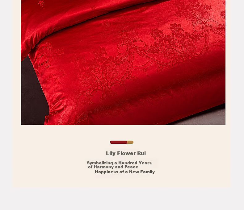 Shuixingjiafang Wedding Bedding Set of Four Pieces, Century-Long Perfect Match Jacquard Red Wedding Bed Sheet And Duvet Cover, New Marriage Gift, 1.5m Home Furniture Store 7