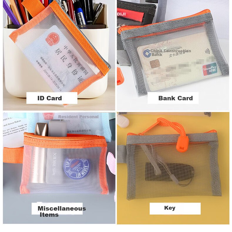 Chaojijiapin Card Storage Bag, Bank Card And Bus Pass Coin Purse, Mesh Transparent ID Card Protective Bag, Zipper Pouch 3