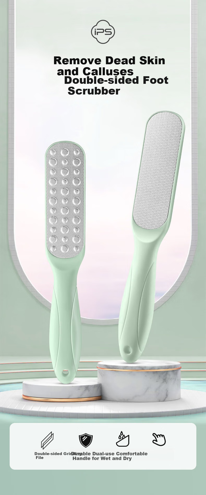 Baoshi Foot Scrubber, Pumice Stone for Removing Dead Skin And Calluses, Double-Sided Heel Scraper for Thick Skin, Portable 2