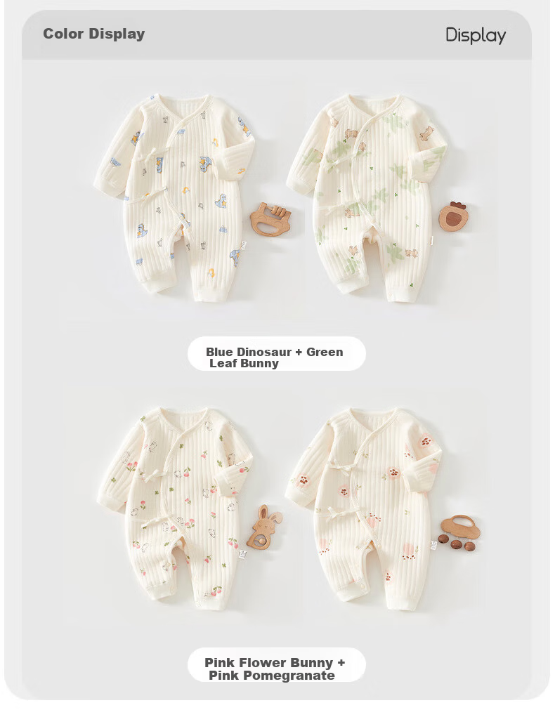 Aibaoshi Baby Clothes, Pure Cotton Spring And Autumn Newborn Onesie, Infant Romper, Monk Outfit, 2-Piece Set N036, Size 59 33