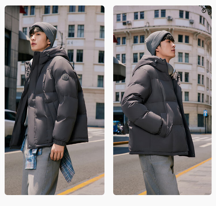 SNOWFLYING 2025 Autumn New Men's Short Hooded Down Jacket Business Casual Fashion Thick Warm Cold-Resistant 6