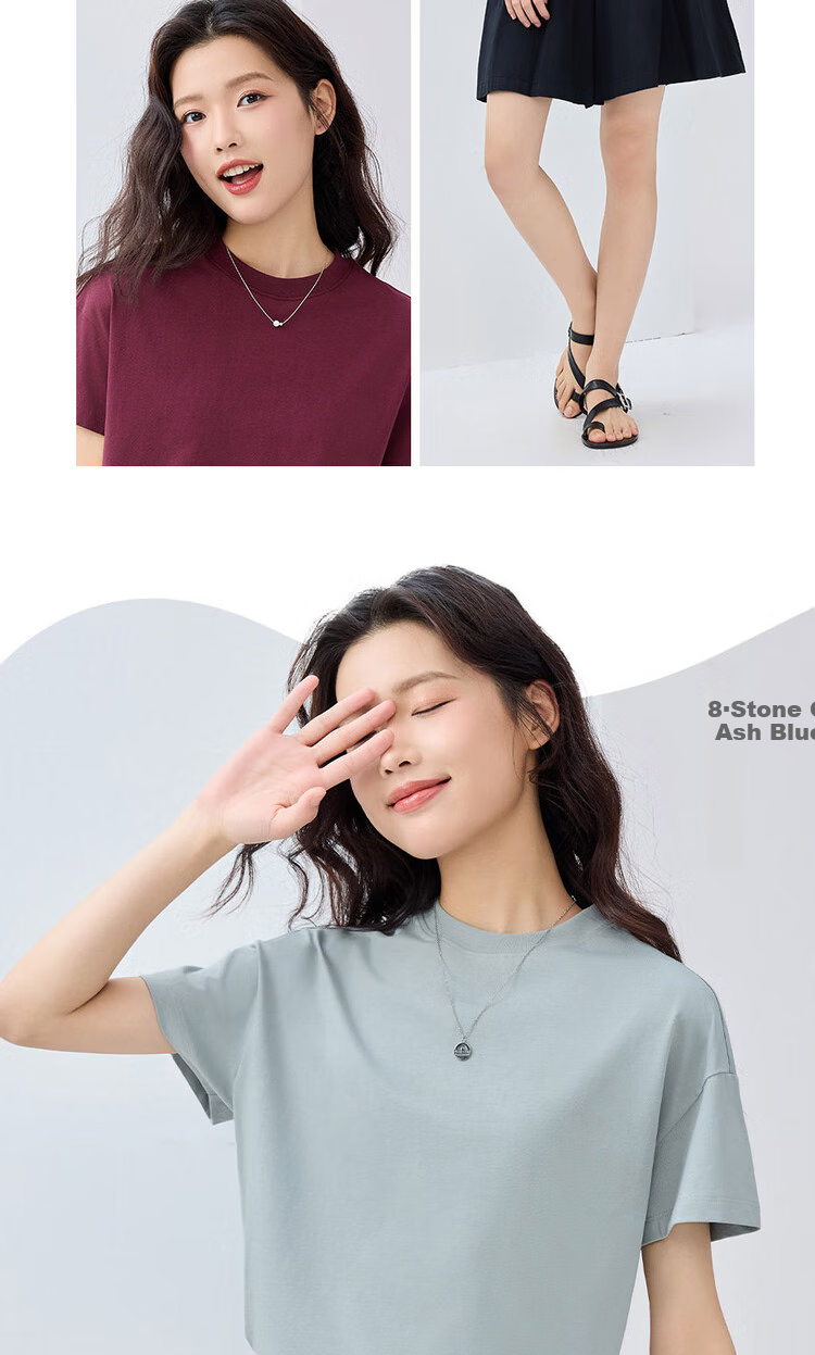 Giordano Women's T-Shirt, Pure Cotton, Skin-Friendly, Elegant Blouse, Comfortable Loose-Fitting Turtleneck Top, Short Sleeve, 05322396 13