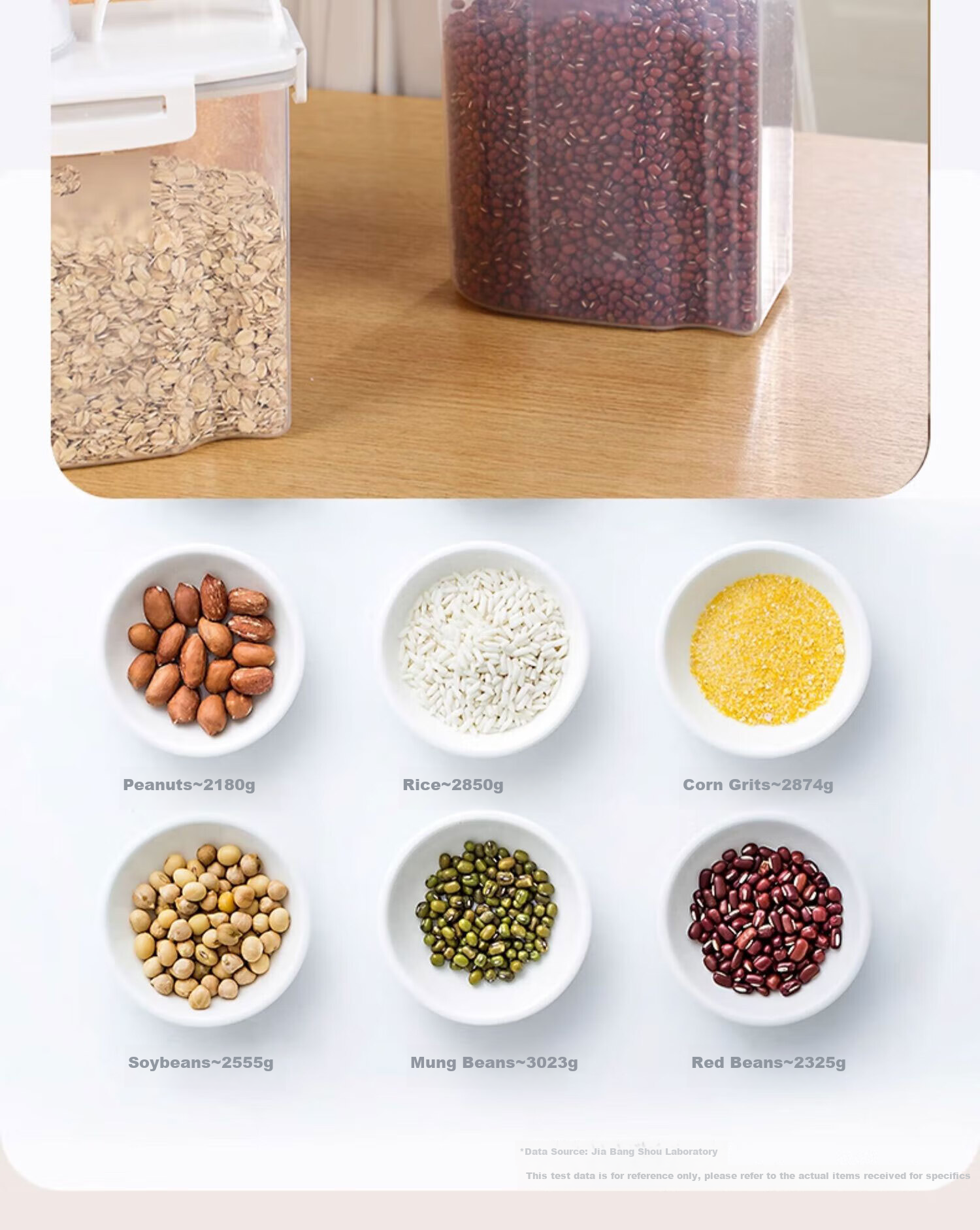 Jiabangshou Rice Container, Japanese-Style Multi-Grain Storage Jar, Sealed Storage Box for Rice, with Measuring Cup, 3L Capacity, Set of 4 6