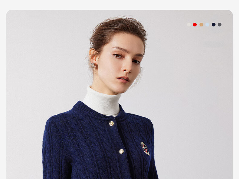 Navigare Italian Small Sailboat Autumn And Winter Women's All-Wool Jacket, Cable Knit Sweater Cardigan 2334094508 M 3