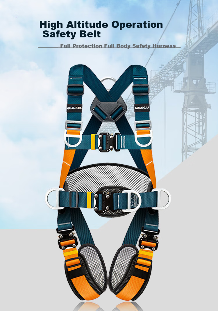 Guangjia (GJ) Five-Point Safety Harness for High-Altitude Construction Sites, Shipped from Jingcang Warehouse [Double Large Hooks with 2-Meter Buffer] 1