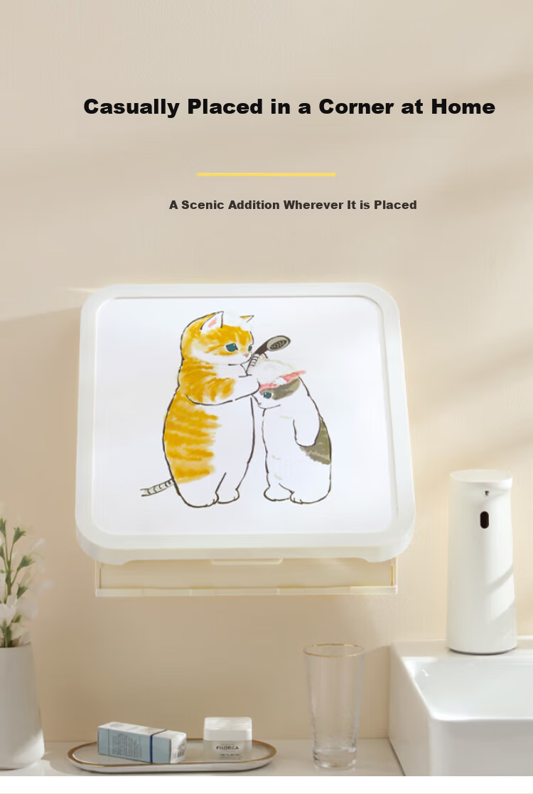 Fanyejia Bathroom Wall Painting Storage Box, Toilet Clothes Organizer, Waterproof No-Drilling Wall-Mounted Folding Storage Cabinet, Storage Rack 6