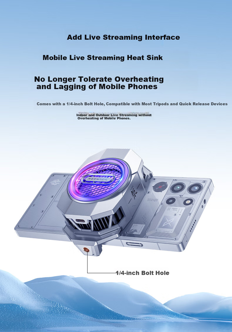 Nubiyahongmo Cooler 6, Temperature Reduction up to 44°C, Gaming And Live Streaming Cooling Back Clip, Phone Cooling Device, Intelligent Temperature Control, Overclocking Cooling, Suitable for Apple 17 Pro, Black Shark, IQOO, Gift-Giving 12