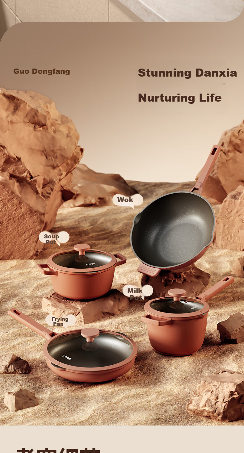 SUPOR Titanium Non-Stick Pan, Lightweight Cast, Wear-Resistant, Antibacterial, Low Smoke When Cooking, Suitable for Induction And Gas Stoves, EC28AKJ01 10