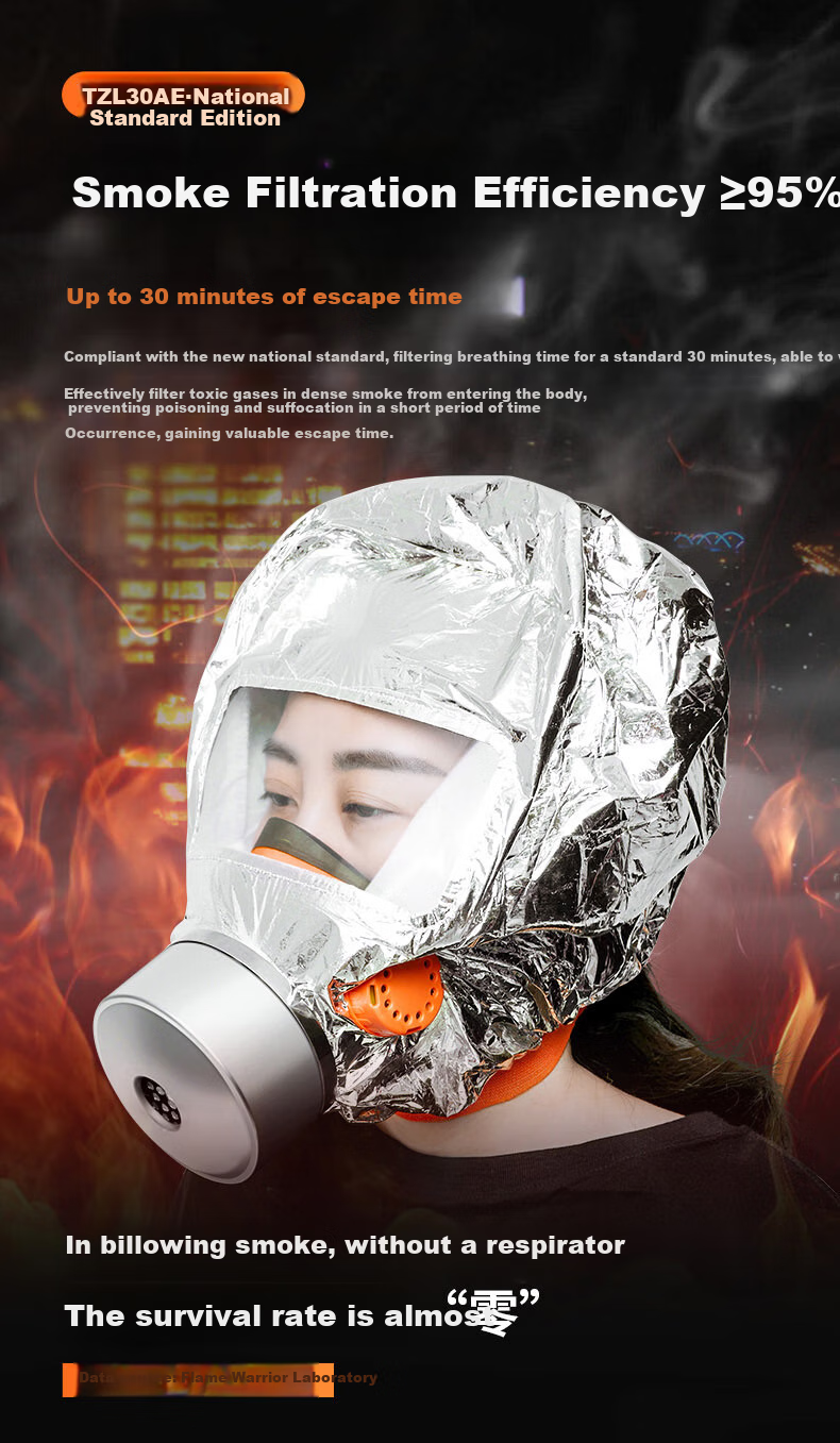 Huoyanzhanshi Fire Escape Respirator Mask, Smoke-Proof Face Shield, Filter-Type Self-Rescue Breathing Apparatus, Fire Prevention 3C Mask TZL30E Plastic Case 3