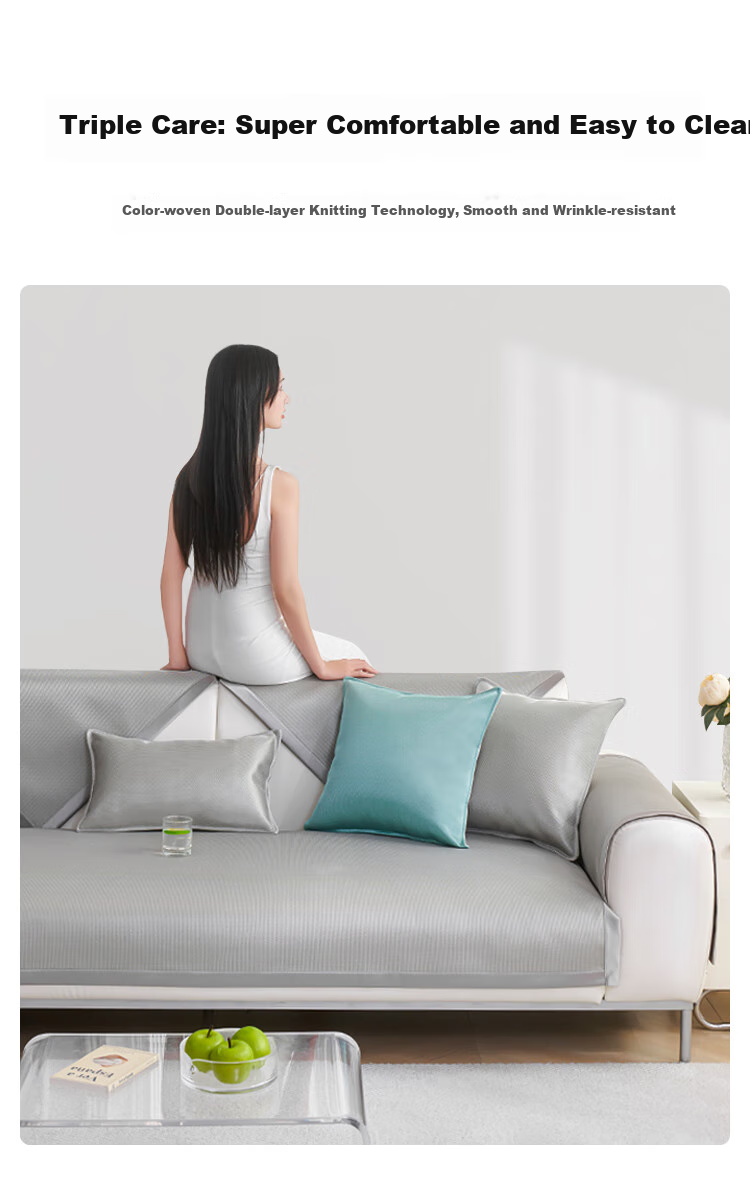 JD Original Ice Silk Sofa Cushion, Non-Slip Sofa Cover, Armrest Towel/Backrest, 70*70cm 7